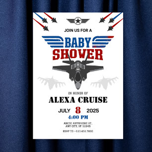 Invitation du Baby shower pilote de chasseur à réa