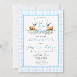Invitation du Baby shower Preppy Deer En vichy Cre