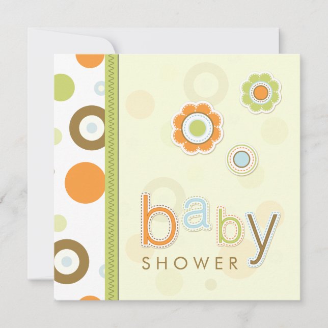 Invitation du Baby shower Retro (Devant)
