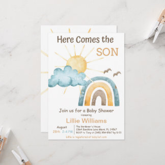Invitation du Baby shower Retro Sunshine