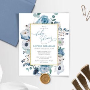 Invitation du Baby shower Rose bleu d'hiver Budget