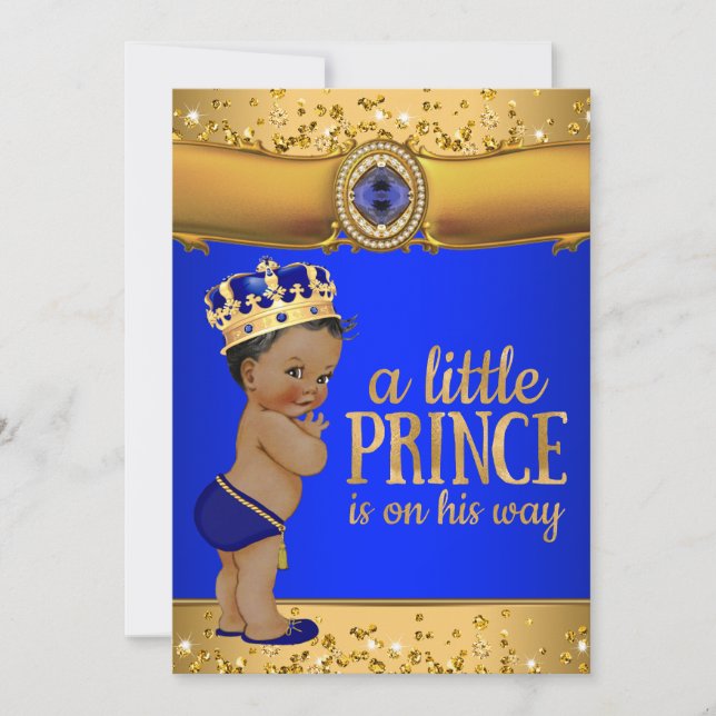 Invitation du Baby shower Royal Blue Gold (Devant)