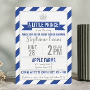 Invitation du Baby shower Royal Blue Little Prince