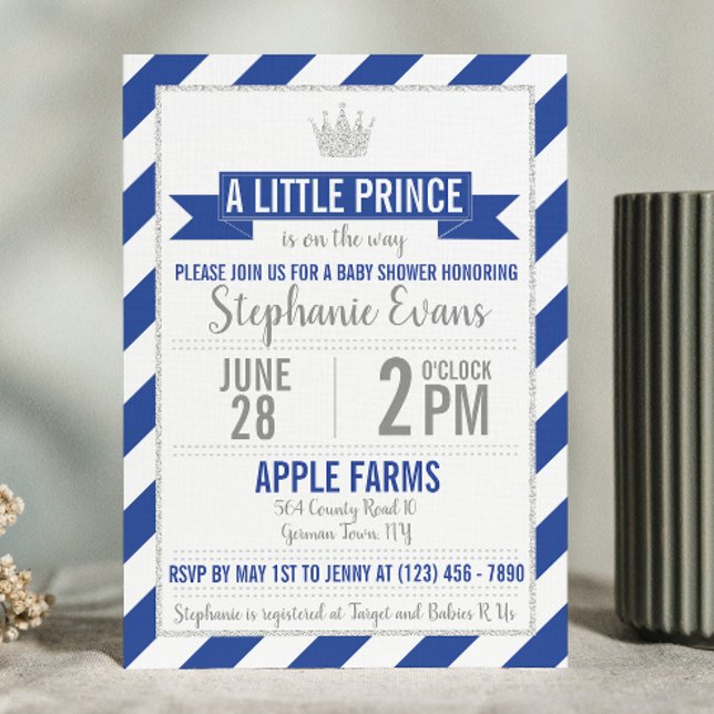 Invitation du Baby shower Royal Blue Little Prince (Créateur téléchargé)