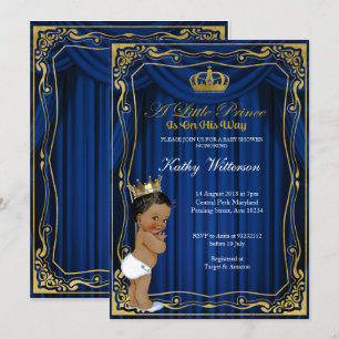 Invitation du Baby shower Royal Navy Blue Gold Pri