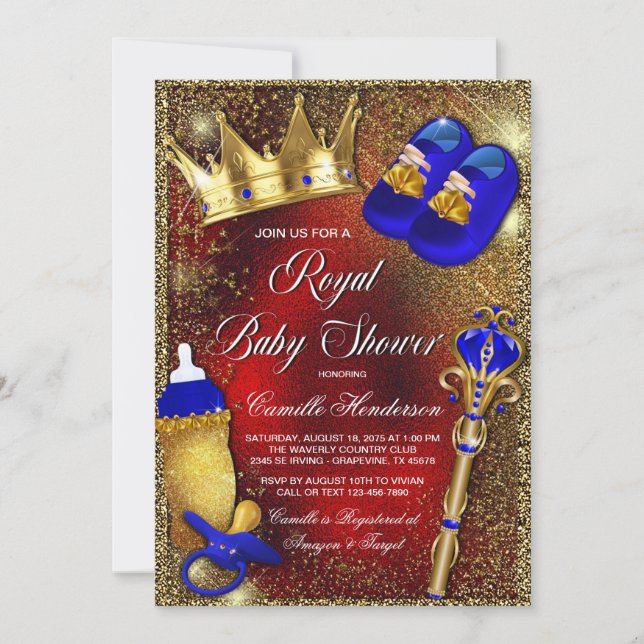 Invitation du Baby shower Royal Prince King (Devant)