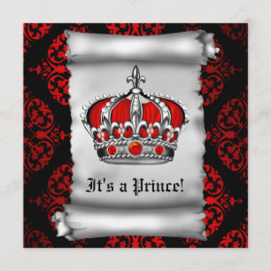 Invitation du Baby shower Royal Red Prince