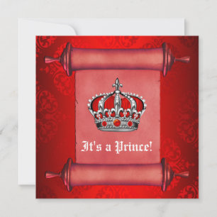 Invitation du Baby shower Royal Red Prince