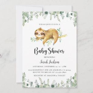 Invitation du Baby shower Sloth