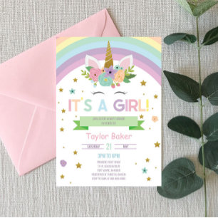 Invitation du Baby shower Unicorn et Rainbows