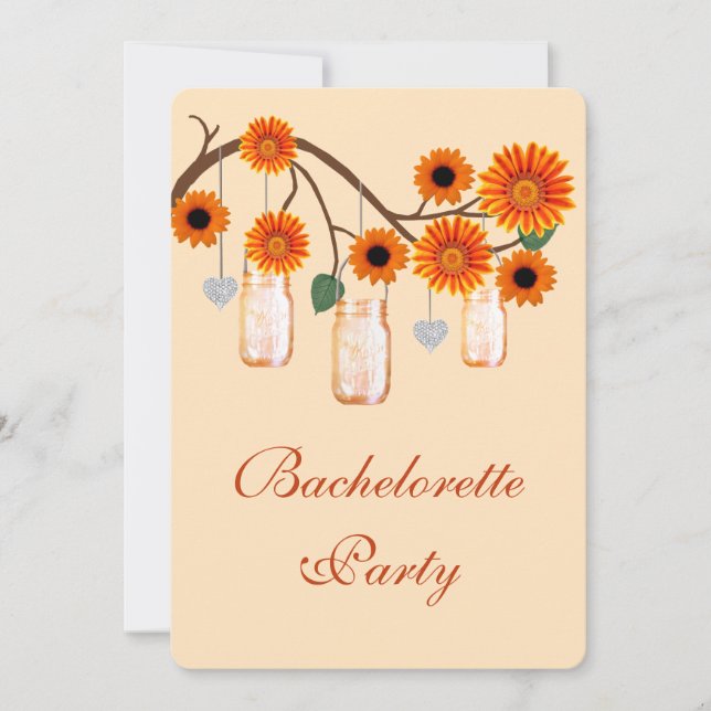 Invitation du Bachelorette Jars Mason Flower Orang (Devant)