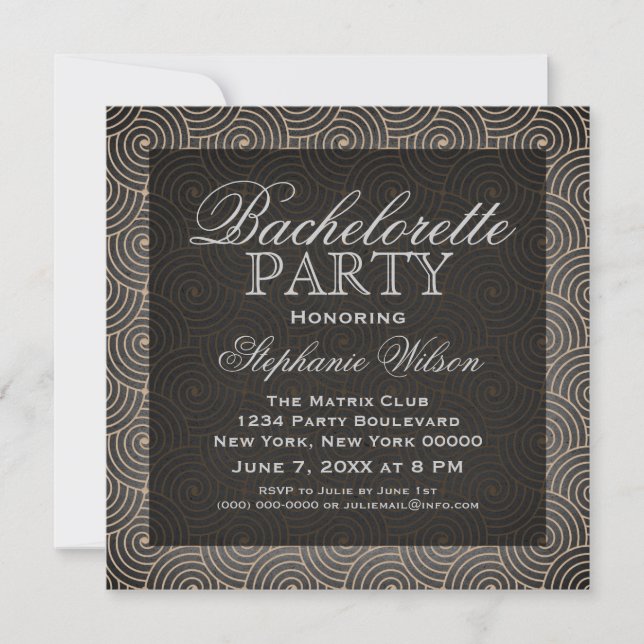 Invitation du Bachelorette Mod Swirls, Beige (Devant)