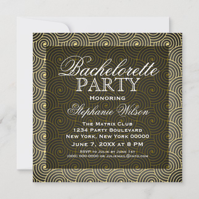 Invitation du Bachelorette Mod Swirls, Jaune (Devant)