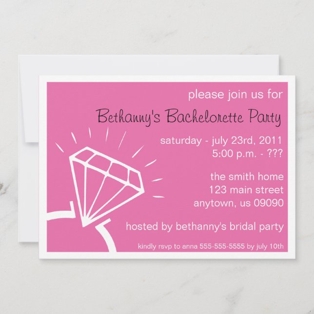 Invitation du Bachelorette Party (Diamond Ring Dar (Devant)