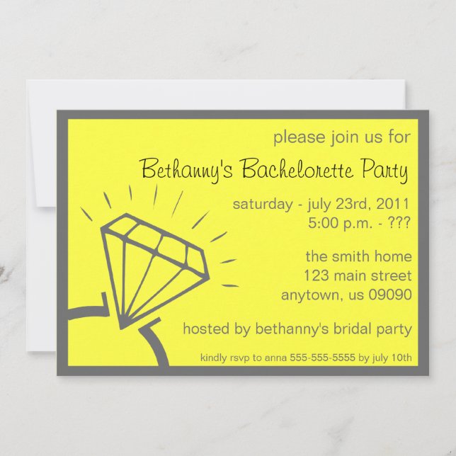 Invitation du Bachelorette Party (Diamond Ring Yel (Devant)