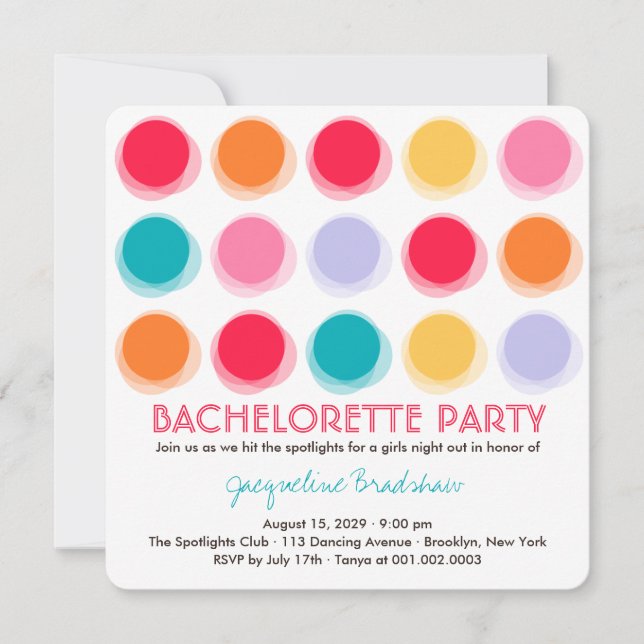 Invitation du Bachelorette Party Dots de discothèq (Devant)