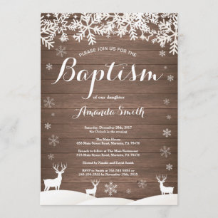 Invitation du baptême de cerfs d'hiver rustique