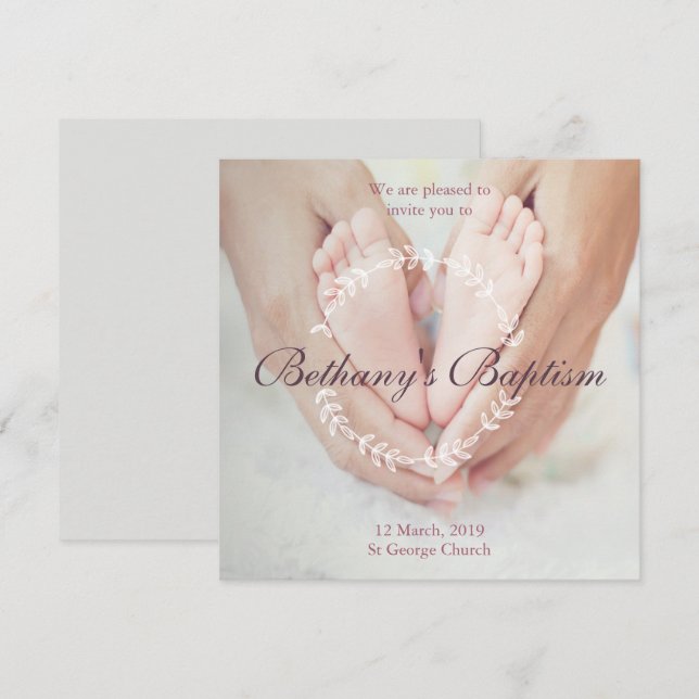 Invitation du baptême de la photo (Devant / Derrière)