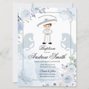 Invitation du Baptême espagnol mexicain Silver Cha