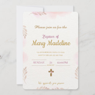 Invitation du baptême rose
