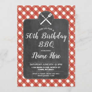 Invitation du barbecue Red En vichy Chalk