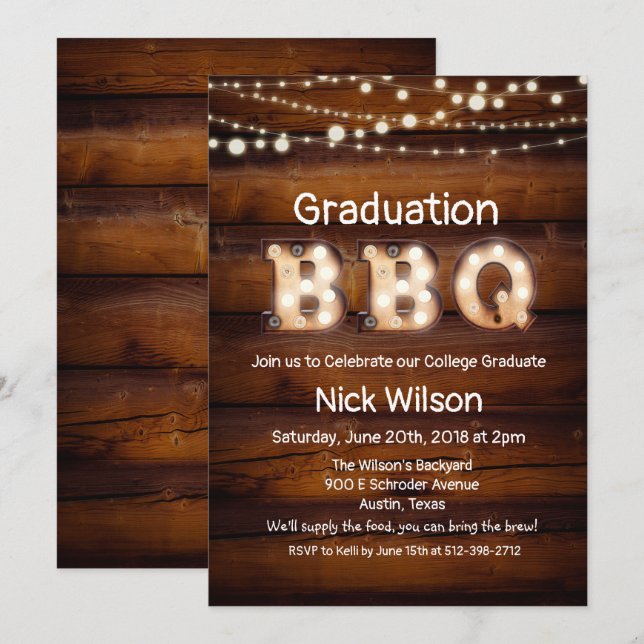 Invitation du barbecue Rustique (Devant / Derrière)