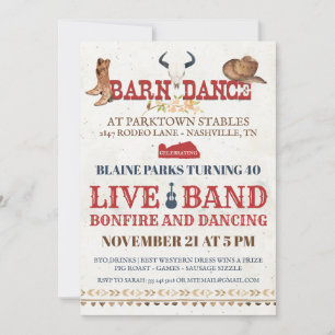 Invitation du Barn Dance Party   Rodeo Cowboy Part