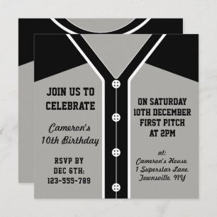 Invitation du Baseball Jersey Theme Party