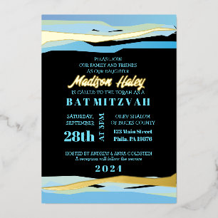 Invitation du Bat mitzvah à barres avec huile d'or