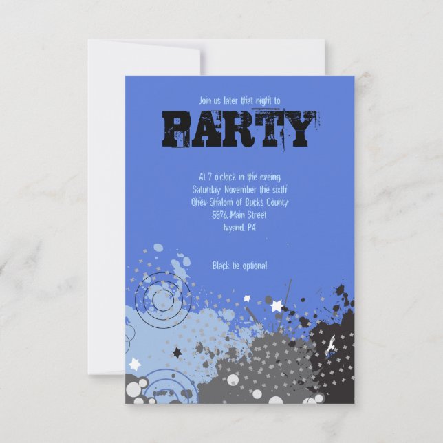 Invitation du Bat mitzvah à barres SPLATÉES (Devant)
