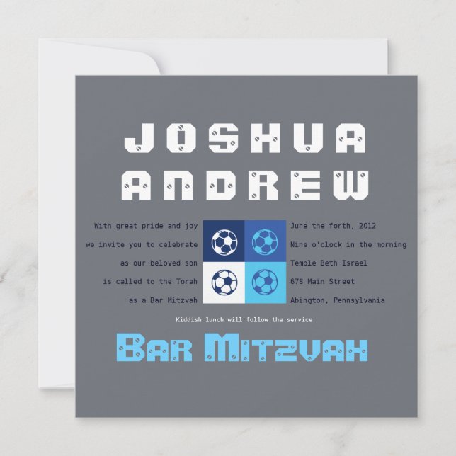 Invitation du Bat mitzvah cool de la barre de FOOT (Devant)