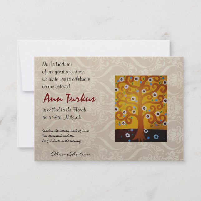 Invitation du Bat mitzvah de barre (Devant)