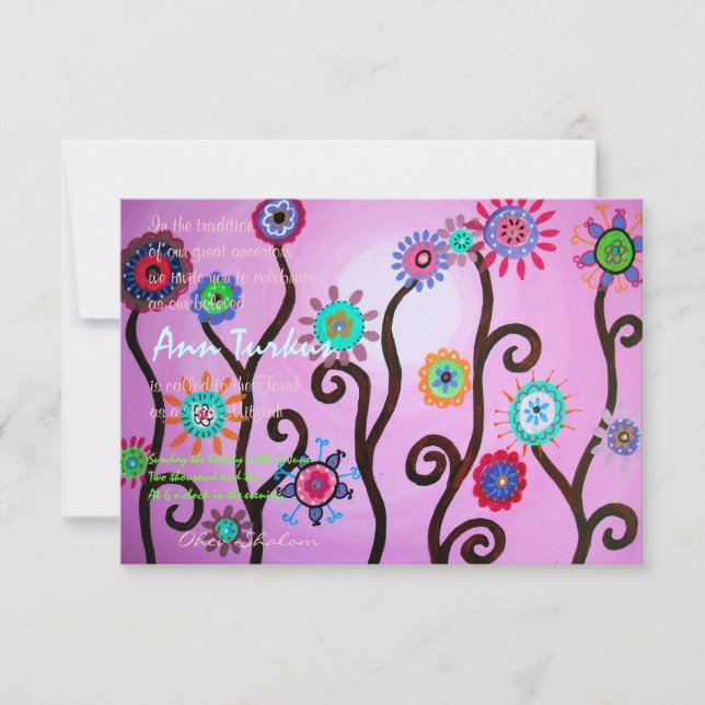 Invitation du Bat mitzvah de barre (Devant)