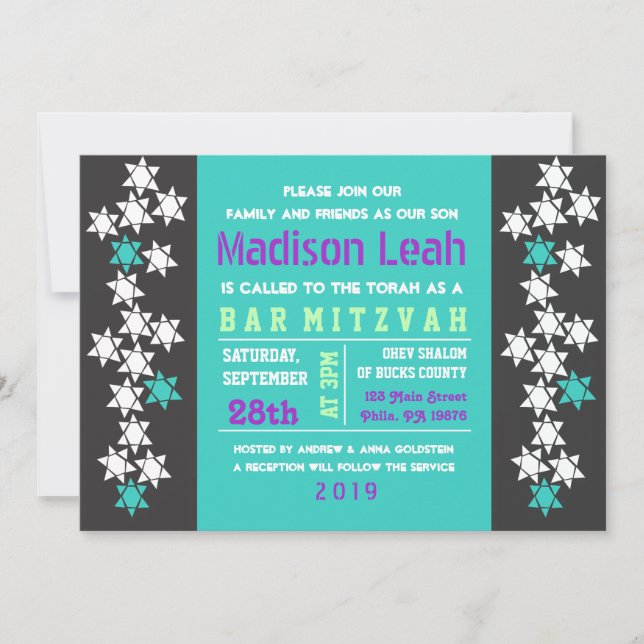 Invitation du Bat mitzvah de barre de CRÉATION (Devant)