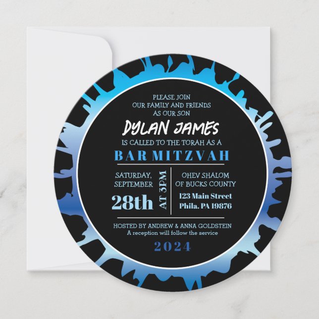 Invitation du Bat mitzvah de la barre d'éclaboussu (Devant)