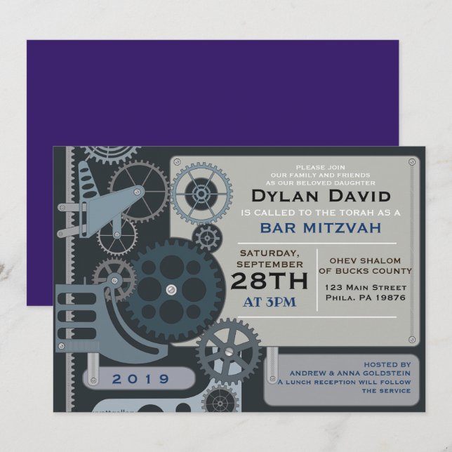 Invitation du Bat mitzvah de la barre MOD SO (Devant / Derrière)