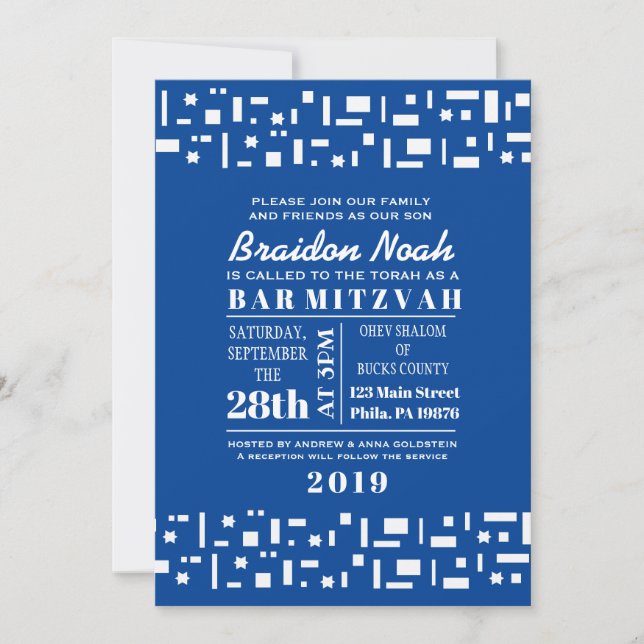 Invitation du Bat mitzvah de la barre STAR WALL en (Devant)