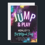 Invitation du Bat mitzvah de Trampoline<br><div class="desc">Neon Jump Bat mitzvah Party Invitation Prêt à être personnalisé par vous!</div>