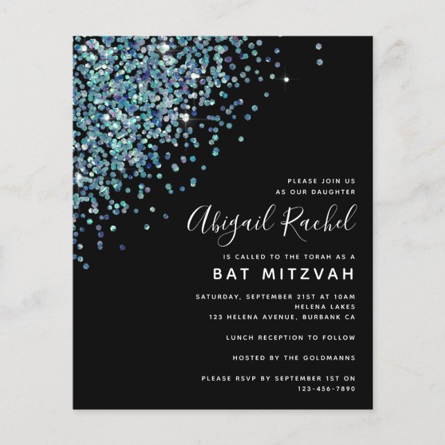 Invitation du Bat mitzvah du budget de la Parties  (Devant)