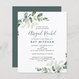 Invitation du Bat mitzvah du budget Eucalyptus