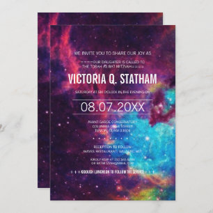 Invitation du Bat mitzvah Galaxy Colorée Personnal