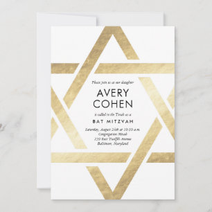 Invitation du Bat mitzvah Gold Star moderne