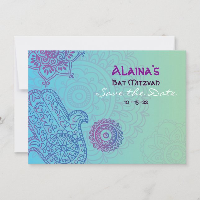 Invitation du Bat mitzvah HEMSA Enregistrer la dat (Devant)