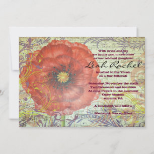 Invitation du Bat mitzvah MUSICAL RED POPPY