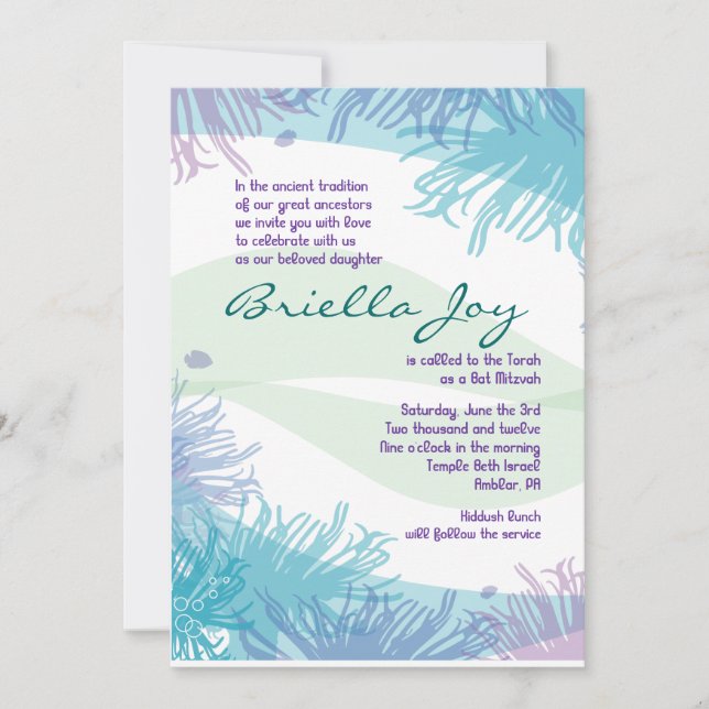 Invitation du Bat mitzvah Ocean Underwater Sea Lif (Devant)