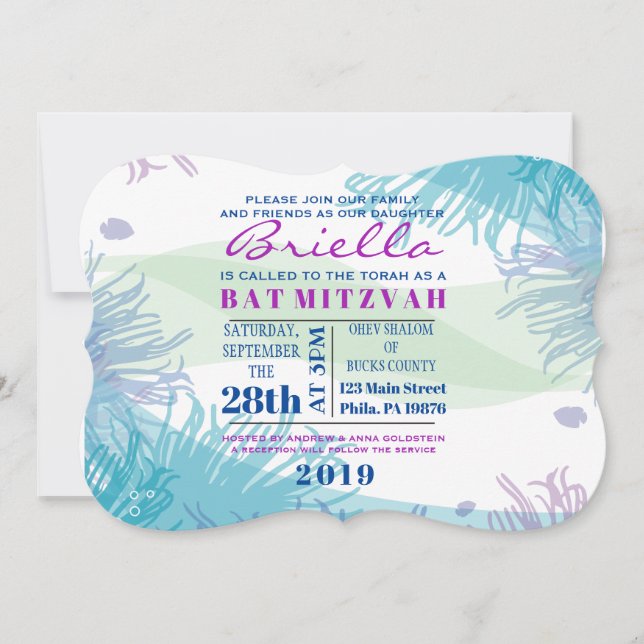 Invitation du Bat mitzvah Ocean Underwater Sea Lif (Devant)