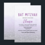 Invitation du bat mitzvah Ombre Lavender<br><div class="desc">Bat mitzvah Ombre Lavender Aquarelle Faux Parties scintillant Argent Invitation</div>