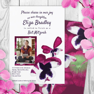 Invitation du Bat mitzvah Violet & Purple Pansies