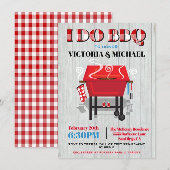 Invitation du BBQ Engagement Party (Devant / Derrière)