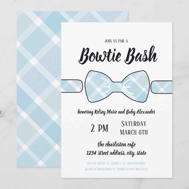 Invitation du bébé Bowtie Bash du Sud (Devant / Derrière)